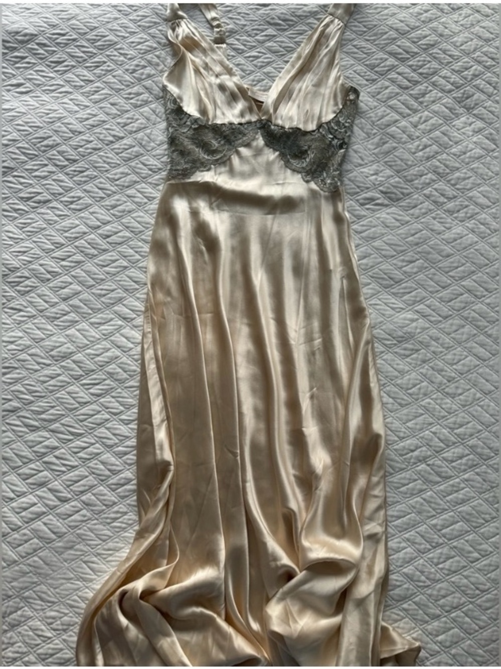 Christine Vancouver Silk Nightgown with Pewter Lace Trim